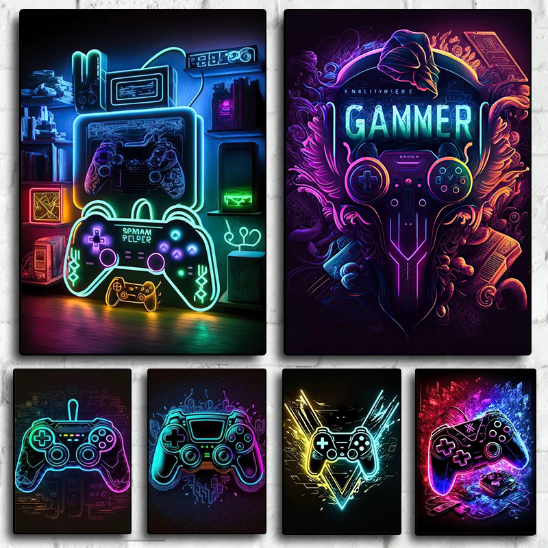 Esports Gaming Poster - 1pcs(No frame)Neon Pop Cool Gaming Wall
