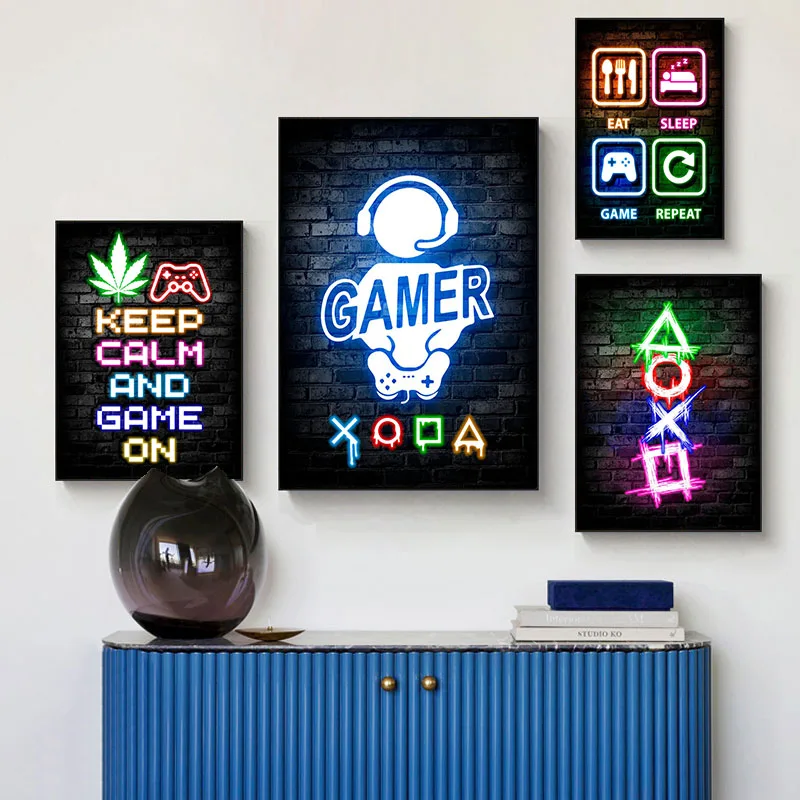 Gaming Neon Eat Sleep Game Rep - огляд і ціна Esports Gaming Poster