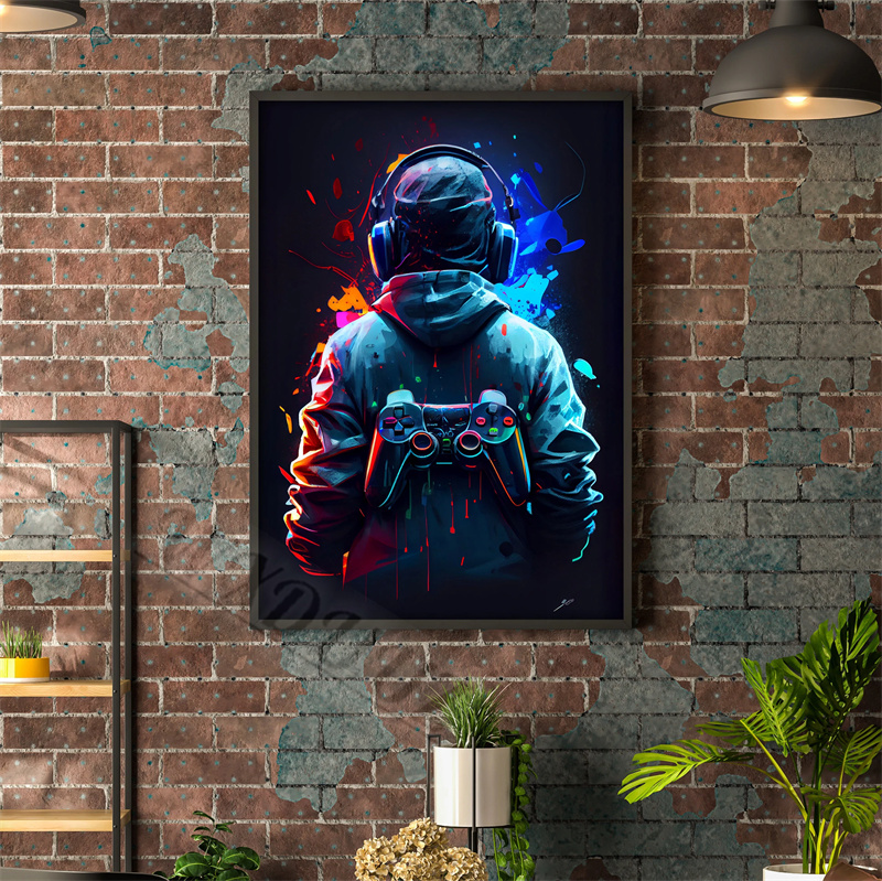 80s Colorful Punk Neon Gamer C - огляд і ціна Esports Gaming Poster